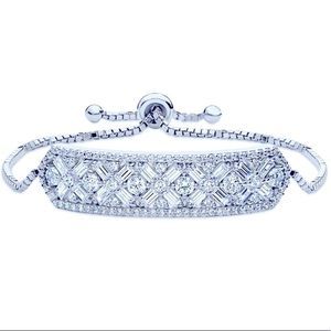 BNIB!! BERRICLE STERLING SILVER CZ ART DECO BAR CHAIN BRACELET!